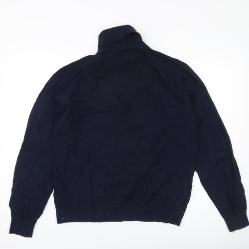 Marks and Spencer Men’s Blue Roll Neck Jumper Size L Cotton Wool Blend