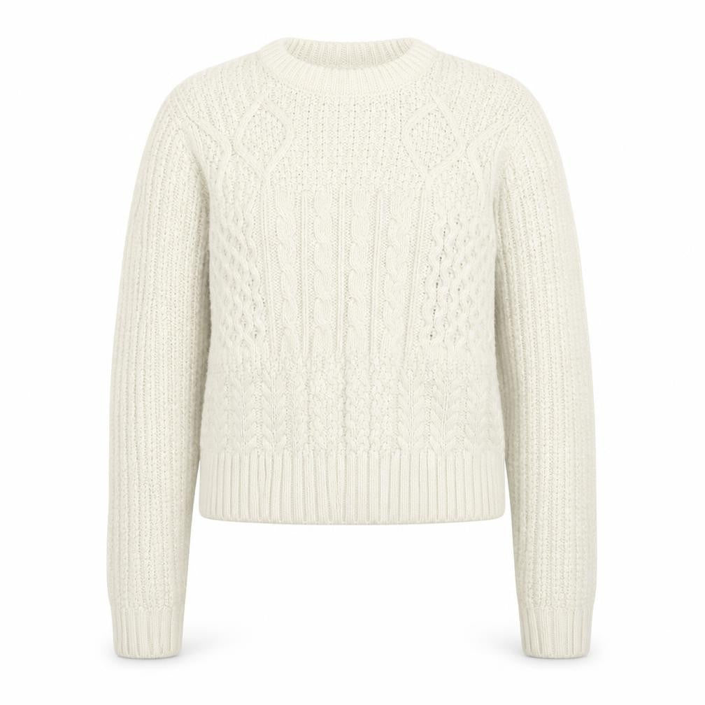 Topshop Women Ivory Cable-Knit Jumper UK 12 Regular Fit