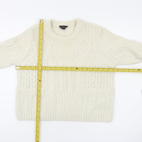 Topshop Women Ivory Cable-Knit Jumper UK 12 Regular Fit