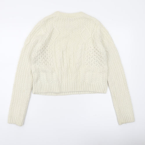 Topshop Women Ivory Cable-Knit Jumper UK 12 Regular Fit
