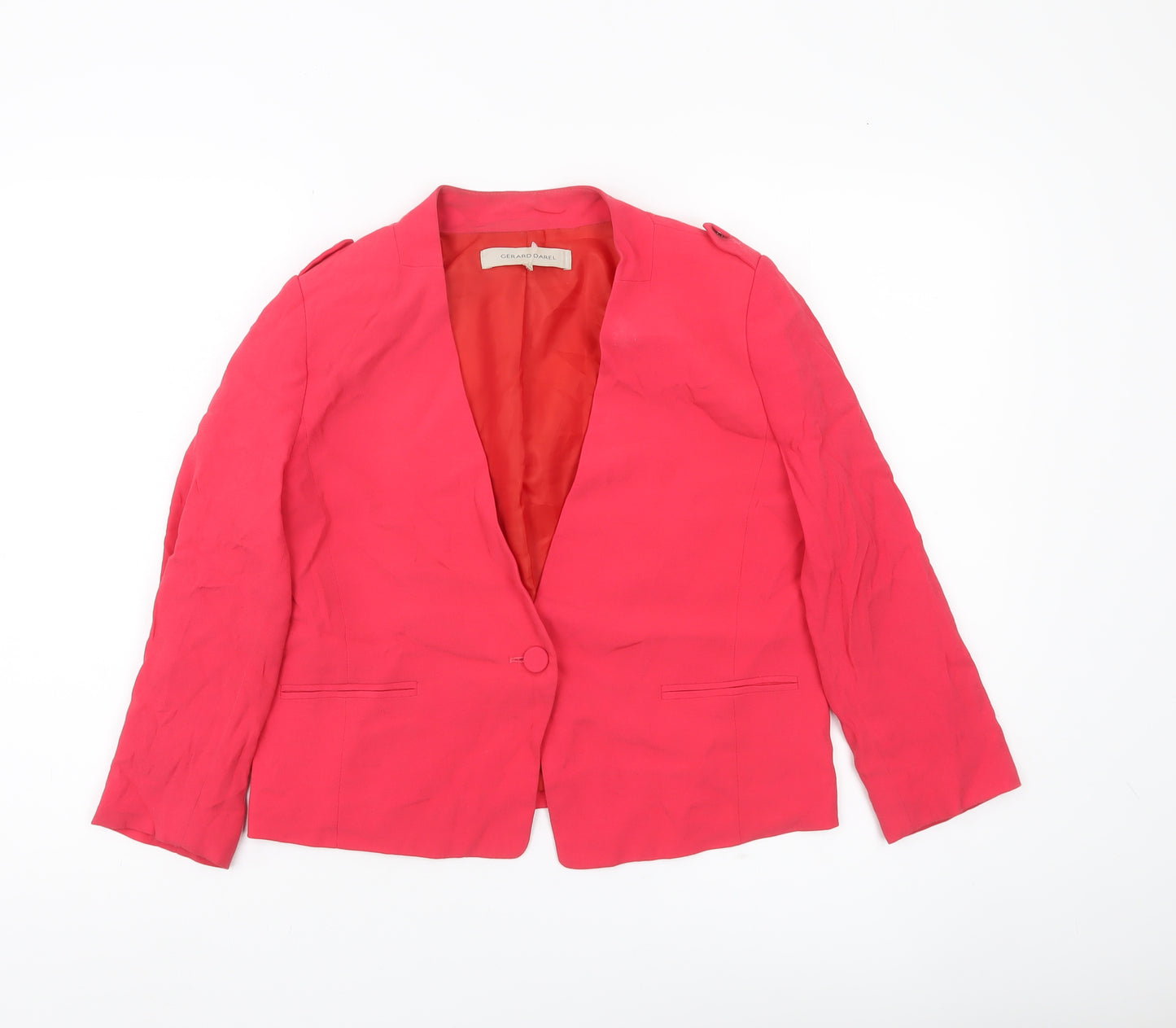Gerard Darel Womens Red Viscose Blazer Size 8 One Button Jacket