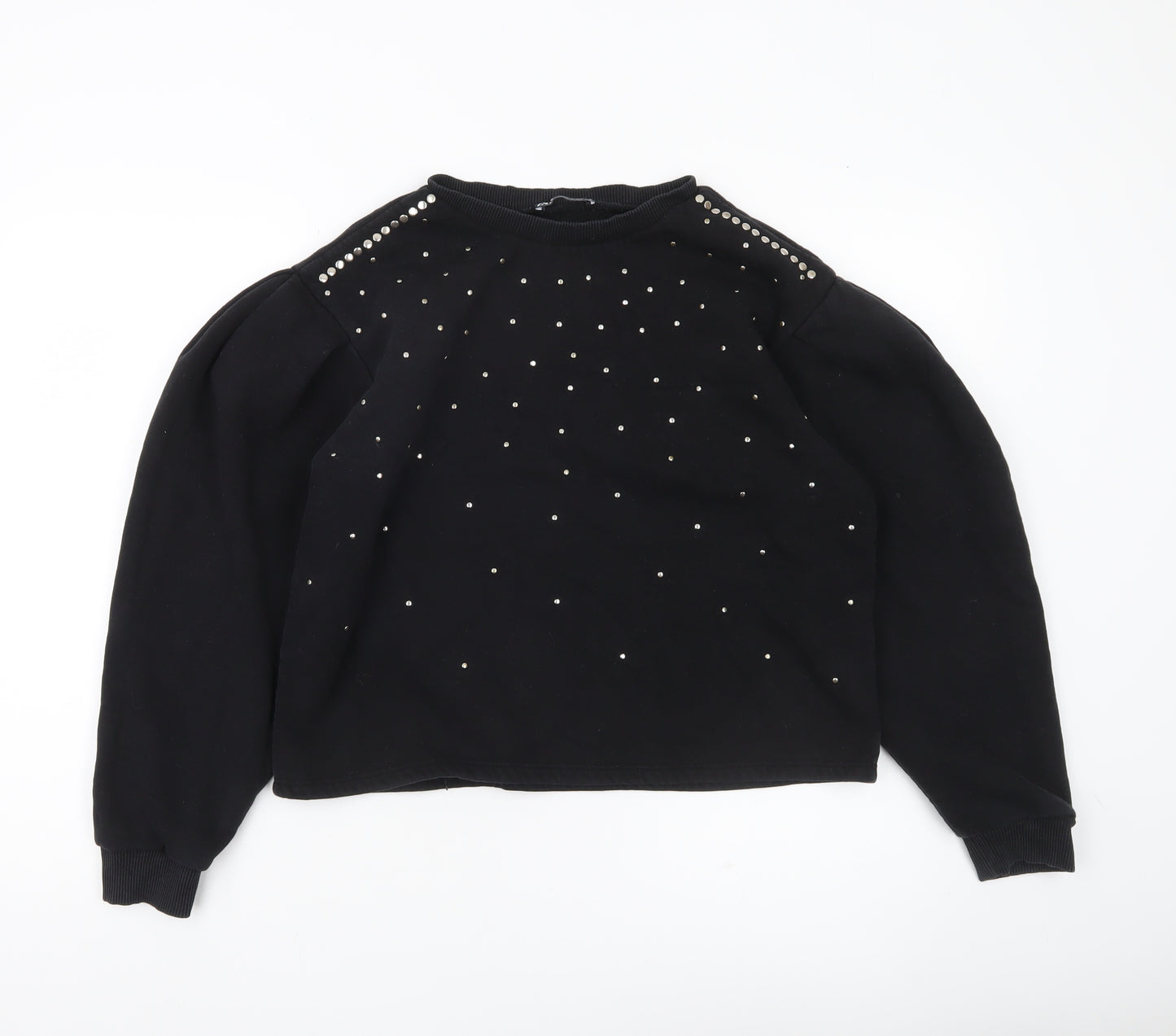 Zara Women Black Studded Pullover Sweatshirt Size S