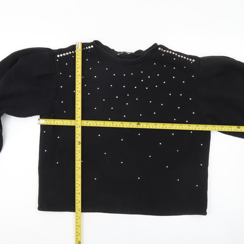 Zara Women Black Studded Pullover Sweatshirt Size S