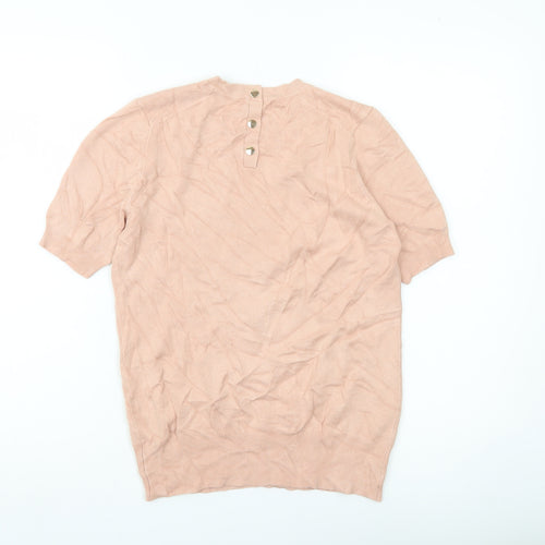 Zara Women’s Beige Crew Neck Short Sleeve Knit Jumper Size M