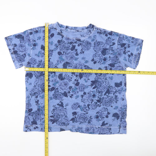 Old Navy Women’s Blue Floral Cotton T-Shirt Size M Short Sleeve