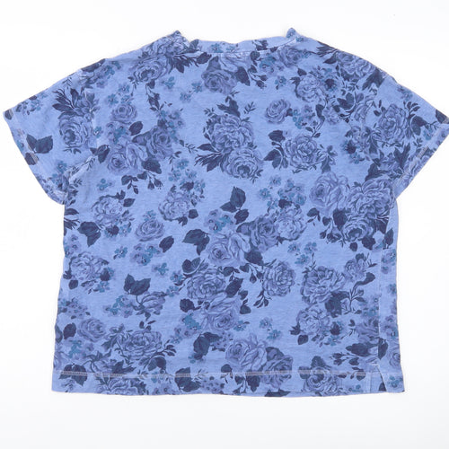 Old Navy Women’s Blue Floral Cotton T-Shirt Size M Short Sleeve
