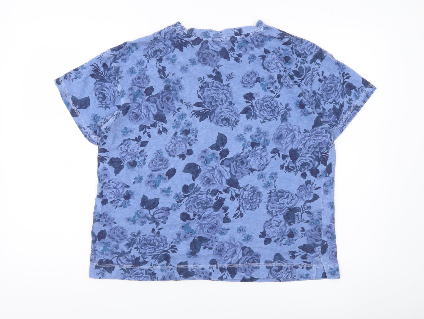 Old Navy Women’s Blue Floral Cotton T-Shirt Size M Short Sleeve