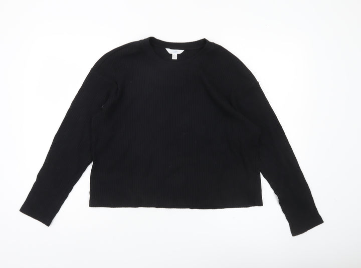 Time and Tru Womens Black Size L (12-14) Long Sleeve Basic T-Shirt