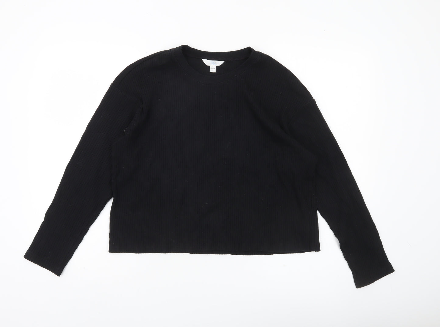 Time and Tru Womens Black Size L (12-14) Long Sleeve Basic T-Shirt