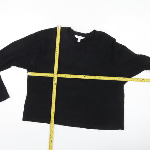Time and Tru Womens Black Size L (12-14) Long Sleeve Basic T-Shirt