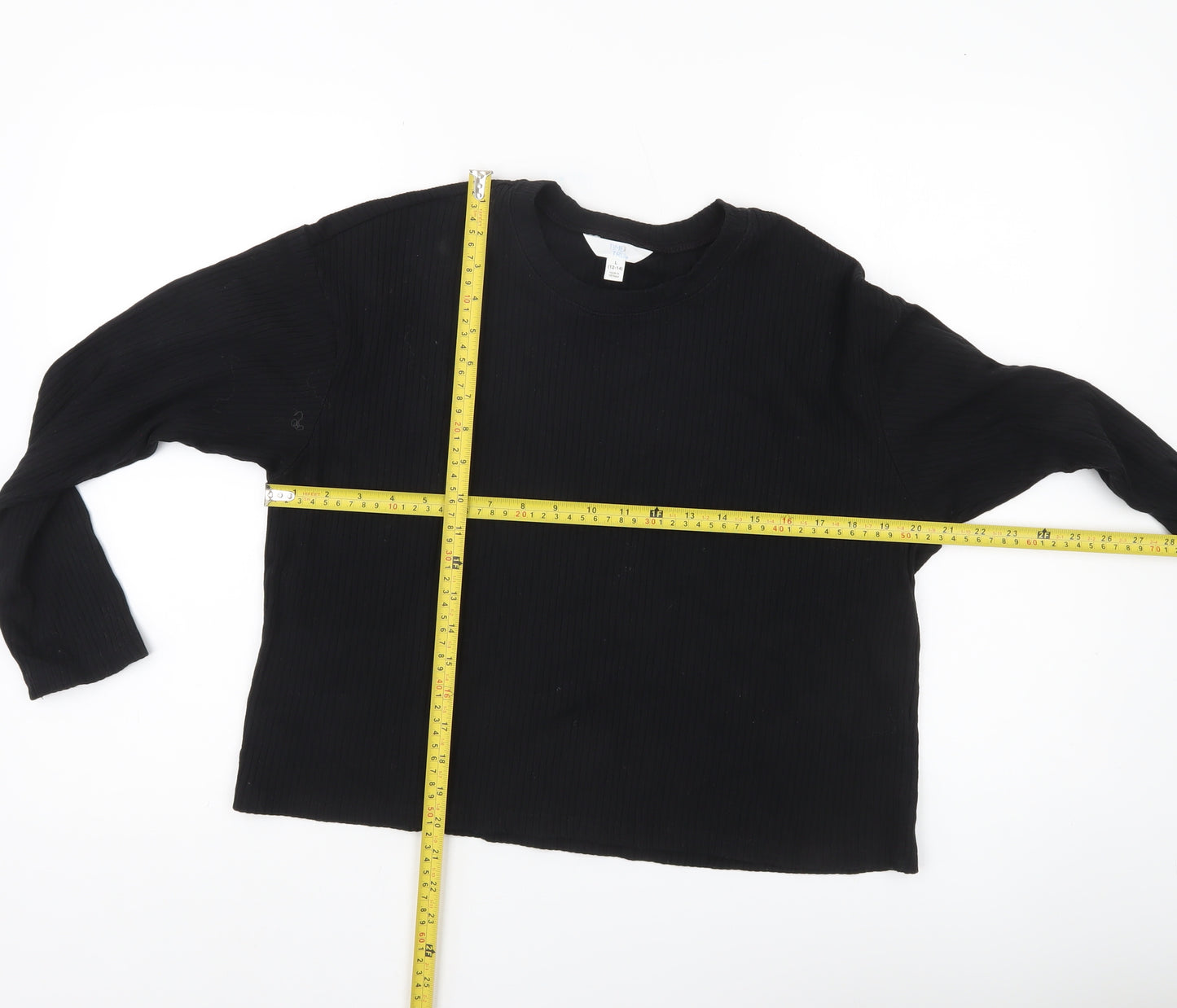 Time and Tru Womens Black Size L (12-14) Long Sleeve Basic T-Shirt