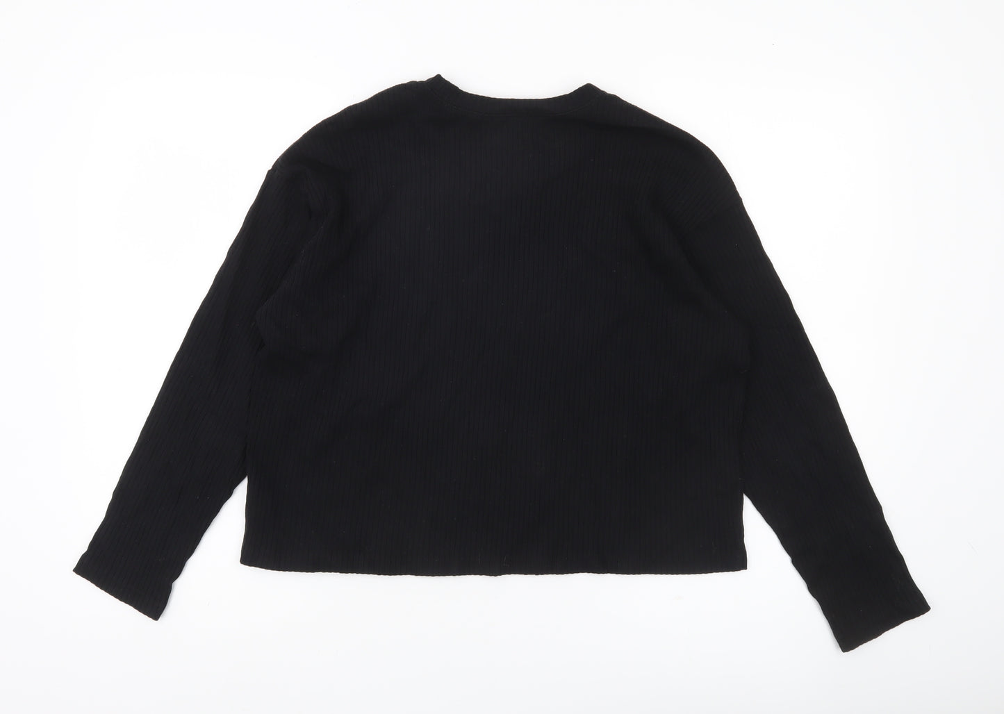 Time and Tru Womens Black Size L (12-14) Long Sleeve Basic T-Shirt