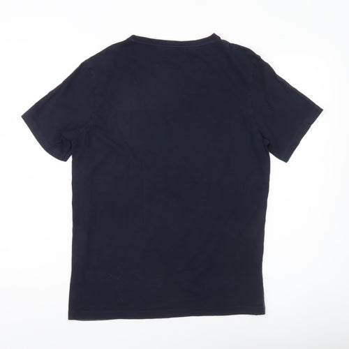 River Island Men’s Blue Colourblock Cotton Crew Neck T-Shirt Size S