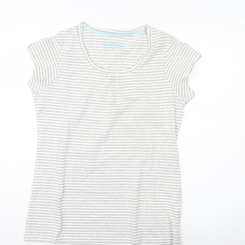Peter Storm Womens Grey Striped Scoop Neck T-Shirt Size 14