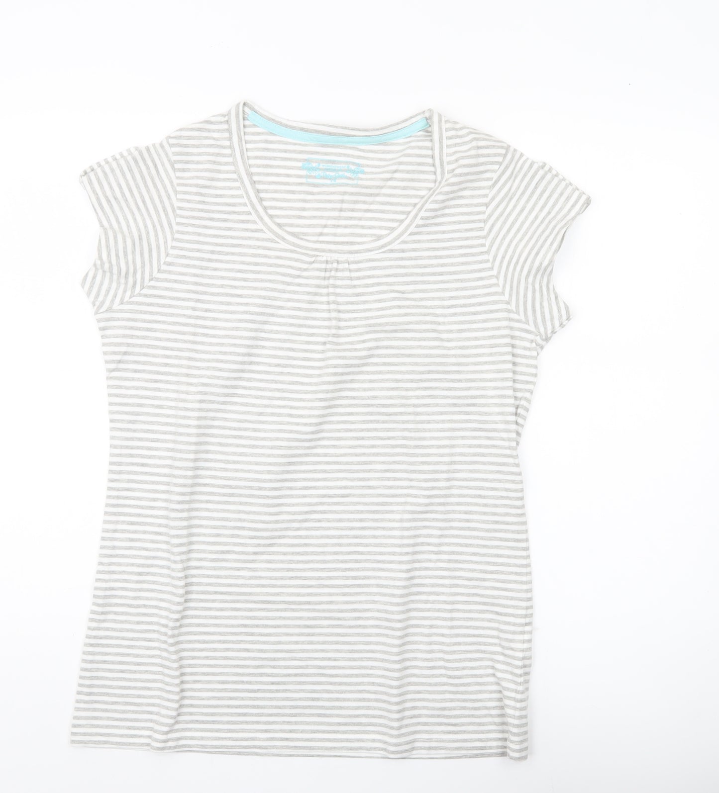 Peter Storm Womens Grey Striped Scoop Neck T-Shirt Size 14