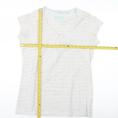 Peter Storm Womens Grey Striped Scoop Neck T-Shirt Size 14