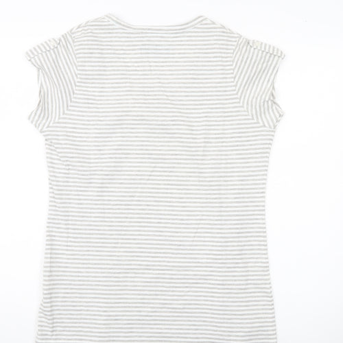 Peter Storm Womens Grey Striped Scoop Neck T-Shirt Size 14
