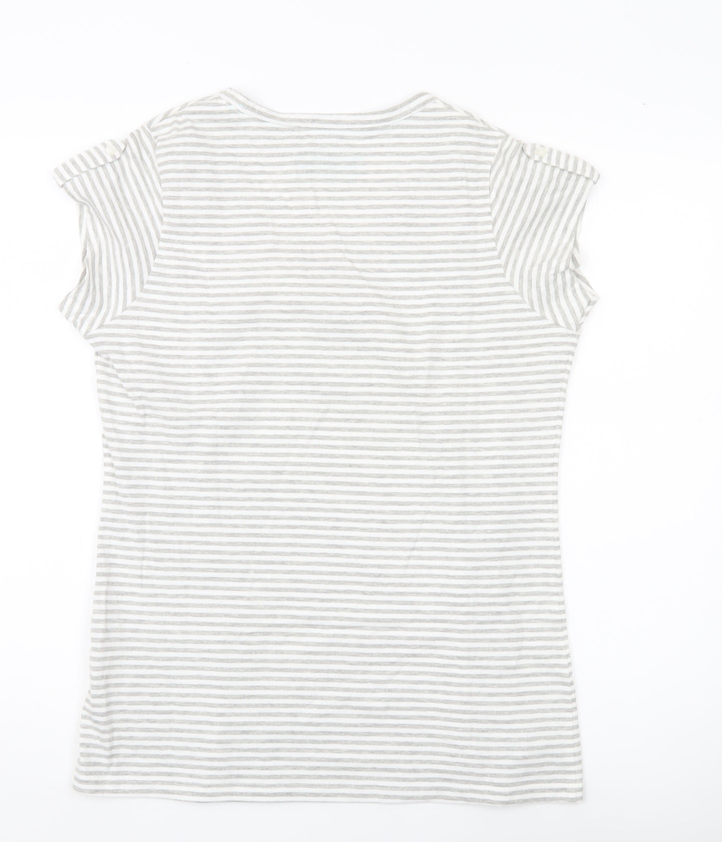 Peter Storm Womens Grey Striped Scoop Neck T-Shirt Size 14