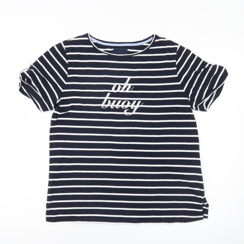 Crew Clothing Company Womens Blue Striped Cotton T-Shirt Size 12