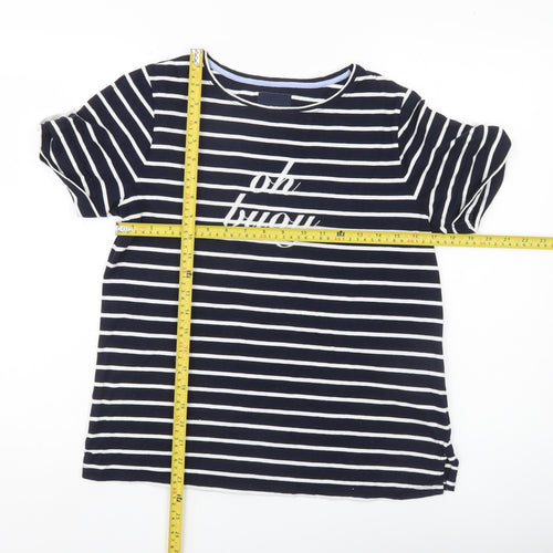 Crew Clothing Company Womens Blue Striped Cotton T-Shirt Size 12