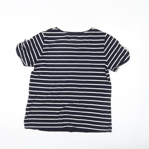Crew Clothing Company Womens Blue Striped Cotton T-Shirt Size 12