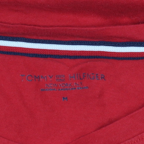 Tommy Hilfiger Men’s Red Medium Graphic Logo T-Shirt Cotton