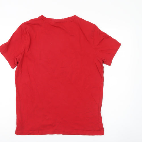 Tommy Hilfiger Men’s Red Medium Graphic Logo T-Shirt Cotton
