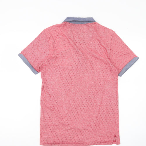 Next Men’s Red Polka Dot Cotton Polo Shirt Size S Short Sleeve