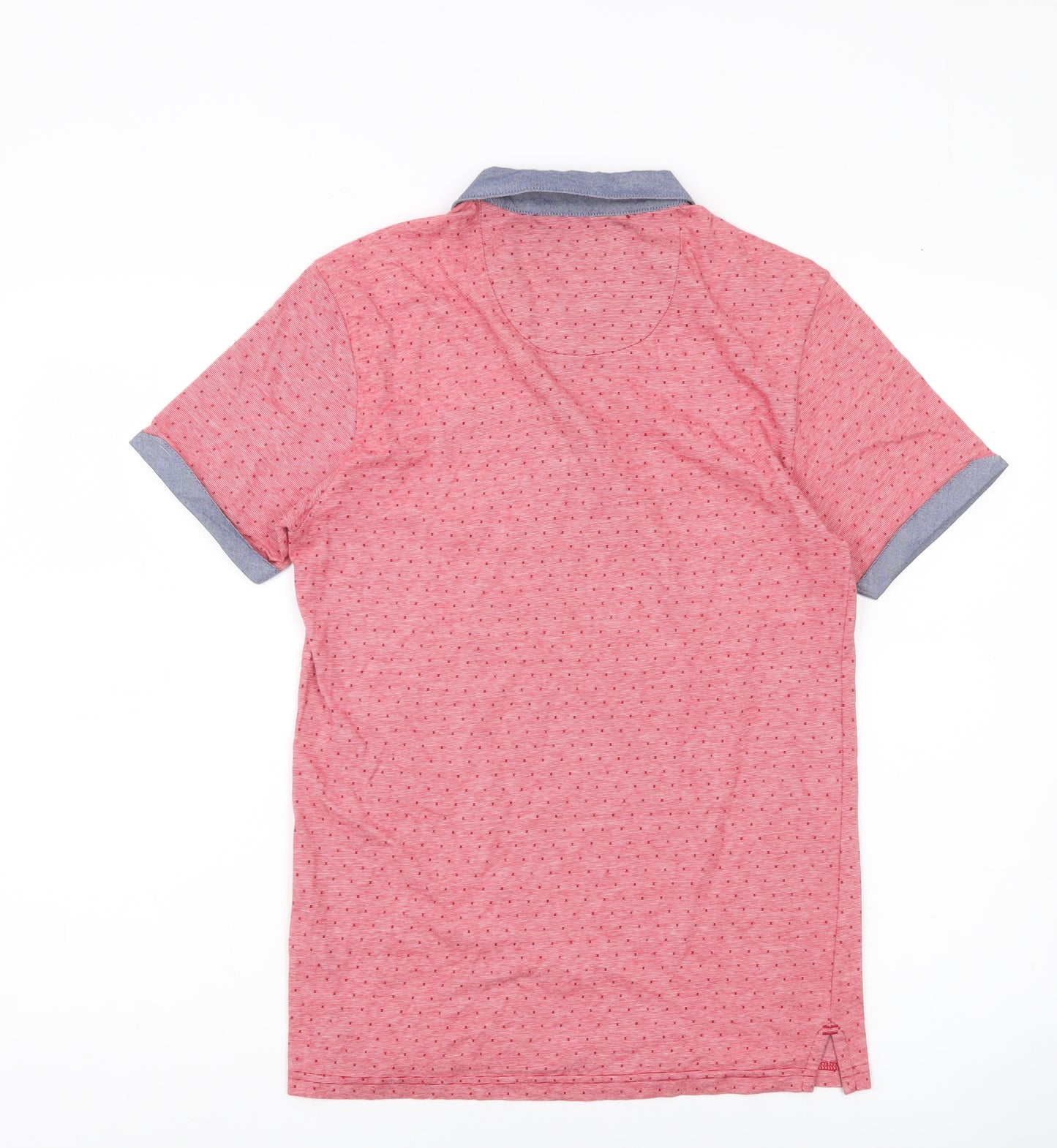 Next Men’s Red Polka Dot Cotton Polo Shirt Size S Short Sleeve