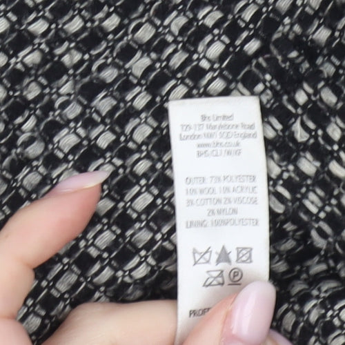 BHS Womens Black White Wool Blend Hooded Duffle Coat Size 12