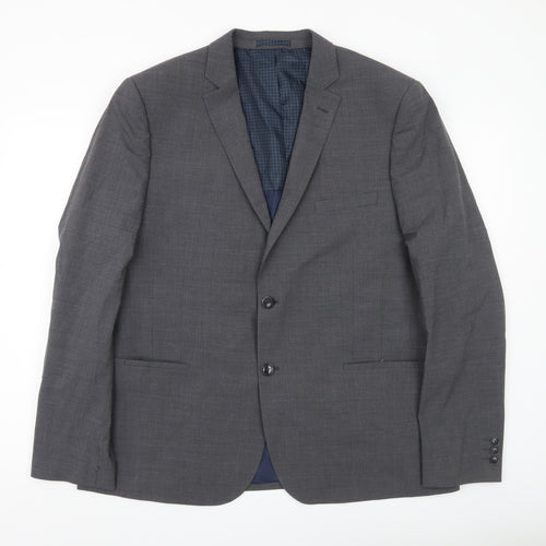 Marks and Spencer Men Grey Wool Blend Blazer Jacket Size 44 M Classic Fit