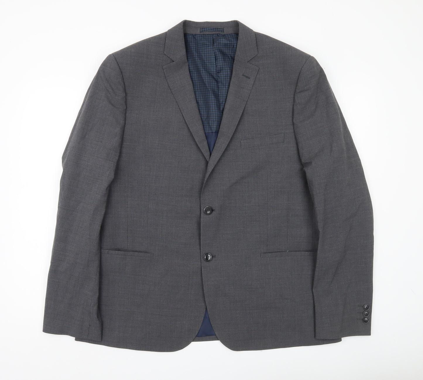 Marks and Spencer Men Grey Wool Blend Blazer Jacket Size 44 M Classic Fit
