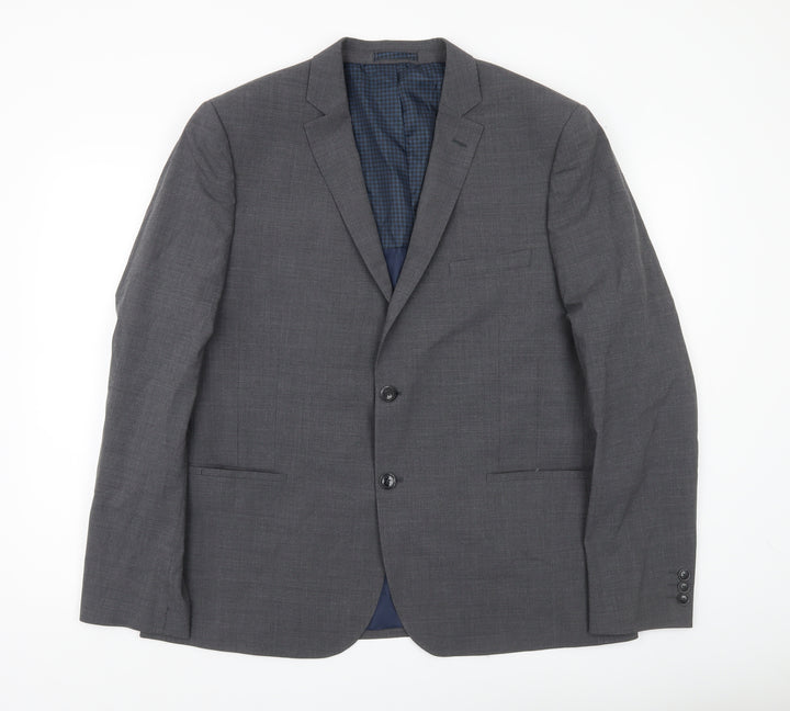 Marks and Spencer Men Grey Wool Blend Blazer Jacket Size 44 M Classic Fit