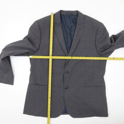 Marks and Spencer Men Grey Wool Blend Blazer Jacket Size 44 M Classic Fit