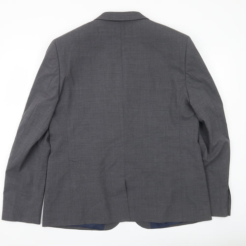 Marks and Spencer Men Grey Wool Blend Blazer Jacket Size 44 M Classic Fit