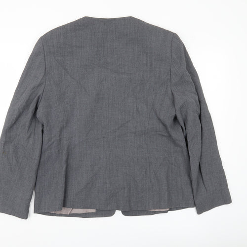 J Taylor Women’s Grey Zip Blazer Jacket Size 16 Wool Blend Workwear