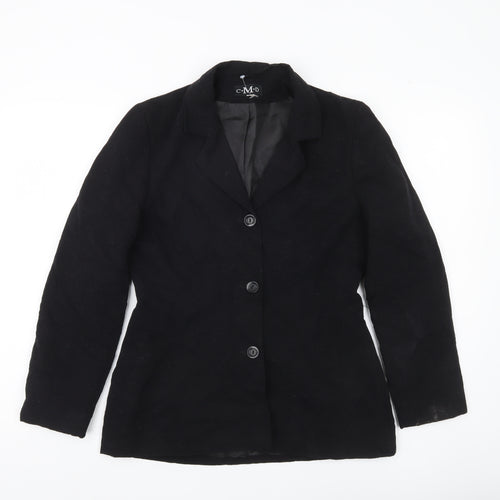 CMD Womens Black Size 12 Single-Breasted Blazer Jacket
