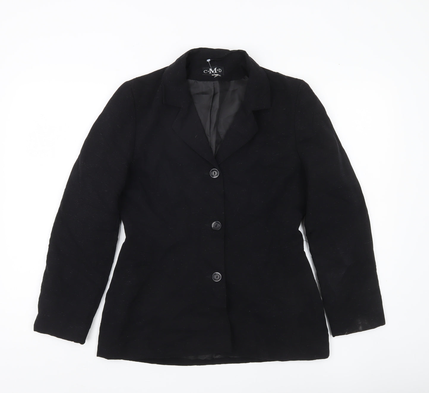 CMD Womens Black Size 12 Single-Breasted Blazer Jacket