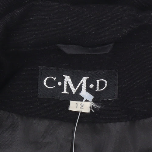 CMD Womens Black Size 12 Single-Breasted Blazer Jacket