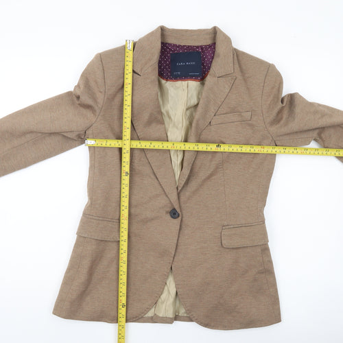 Zara Basic Women Brown Blazer Jacket L Notch Lapel Tailored Workwear