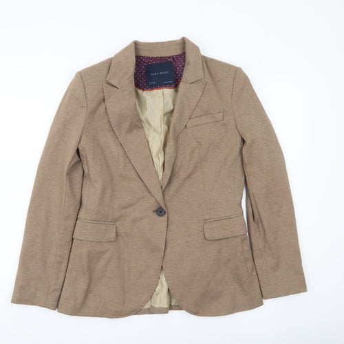 Zara Basic Women Brown Blazer Jacket L Notch Lapel Tailored Workwear