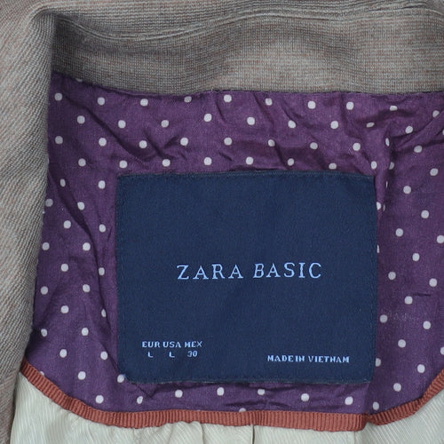 Zara Basic Women Brown Blazer Jacket L Notch Lapel Tailored Workwear