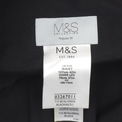 Marks and Spencer Men’s Black 42W 31L Regular Fit Dress Trousers