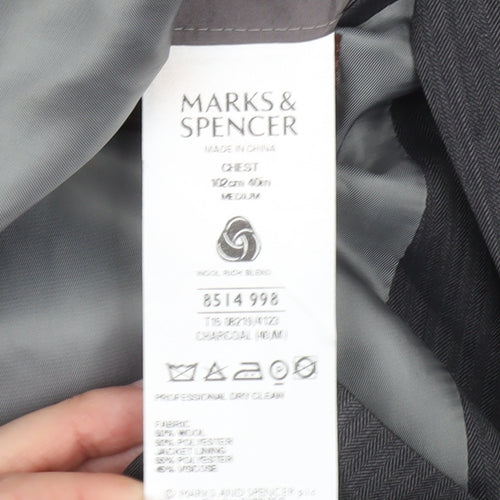 Marks and Spencer Men's Grey 40R Wool Blend Blazer Jacket