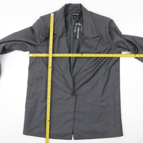 PrettyLittleThing Women's Grey Size 8 Single Breasted Blazer Jacket