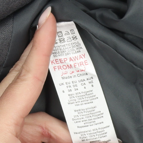 PrettyLittleThing Women's Grey Size 8 Single Breasted Blazer Jacket