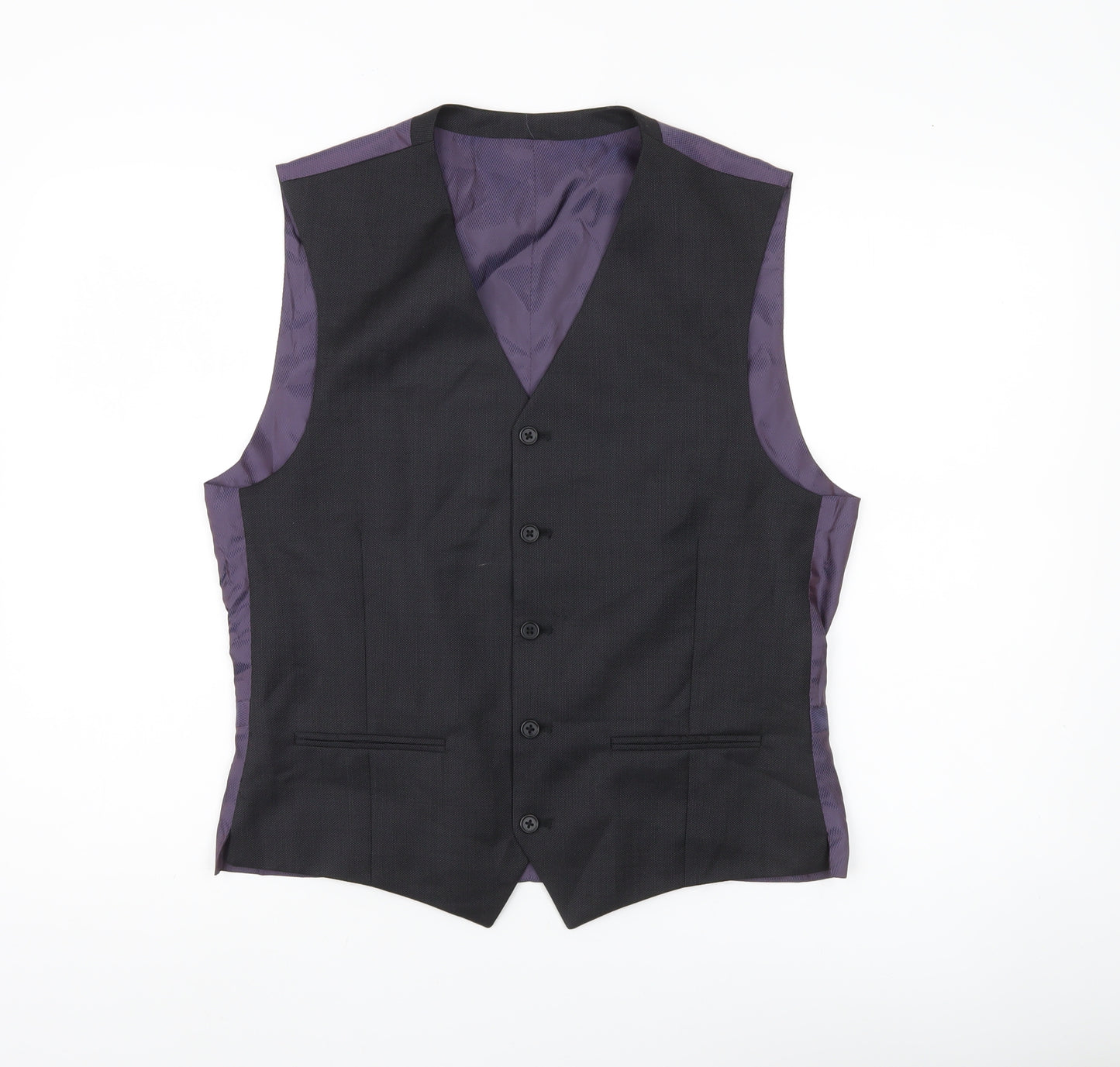 Next Men’s Grey Wool Formal Waistcoat 40R Classic Five-Button