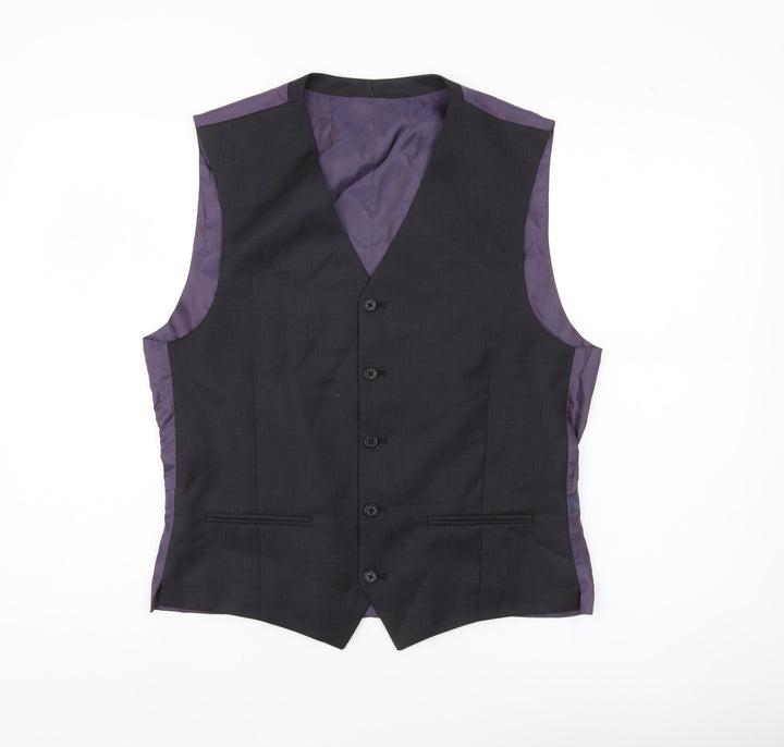 Next Men’s Grey Wool Formal Waistcoat 40R Classic Five-Button
