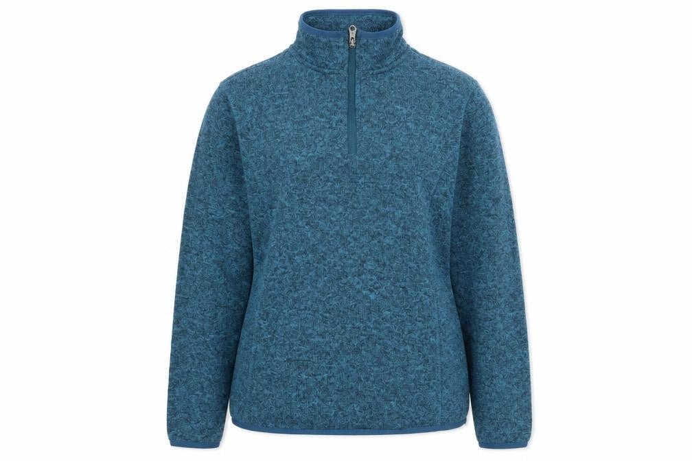 Front view of Crane women’s blue small fleece sweatshirt 1/2 zip pullover activewear