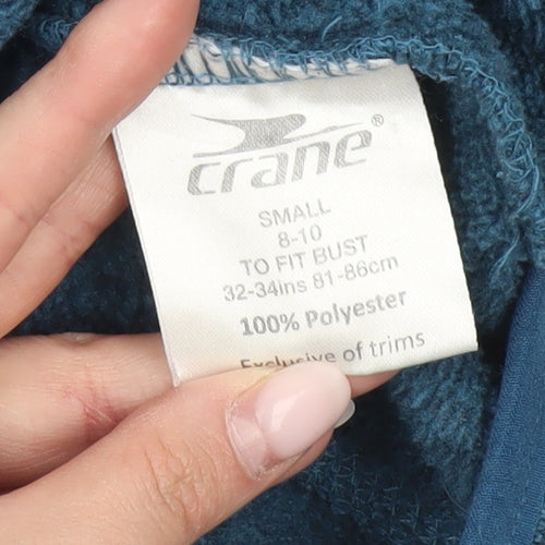 Crane Womens Blue Small Fleece Sweatshirt 1/2 Zip Pullover Activewear